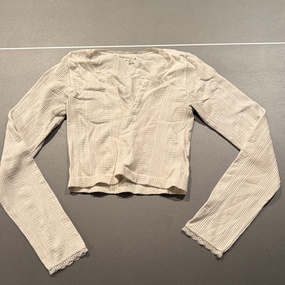 Urban Outfitters Cream Lace Trim Top